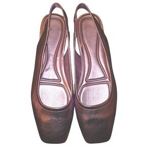 Franco Sarto Flexa Antona Metallic Light Purple Leather Slingback Flat sz 8.5